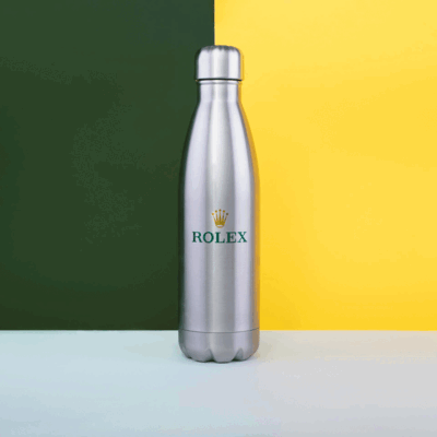 ECO BOTTLE - RECYCLED & POWDER COATED SILVER 500ML DOUBLE WALLED THERMAL INSULATED with Giftbag - PROMOTIONAL CORPORATE GIFT