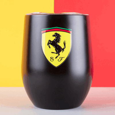 ECO CUP - 90% RECYCLED & POWDER COATED BLACK DOUBLE WALLED COFFEE TUMBLER with Giftbag 340ml