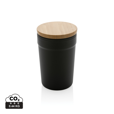 GRS CERTIFIED RECYCLED PP MUG with Bamboo Lid in Black