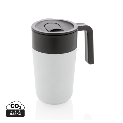 GRS RECYCLED PP AND SS MUG with Handle in White