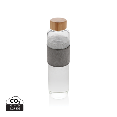 IMPACT BOROSILICATE GLASS BOTTLE with Bamboo Lid in Transparent