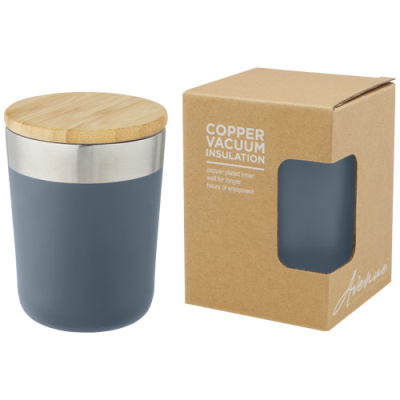 LAGAN 300 ML COPPER VACUUM THERMAL INSULATED STAINLESS STEEL METAL TUMBLER with Bamboo Lid