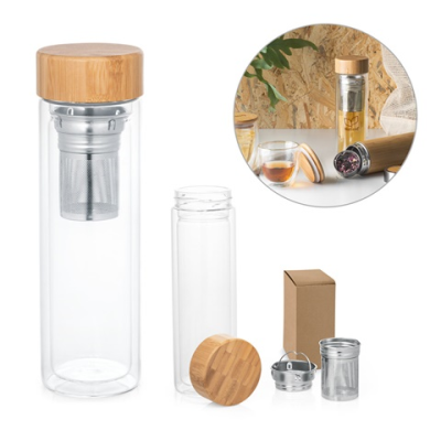 MAKAROVA BOROSILICATE GLASS BOTTLE with Infusers 490 Ml