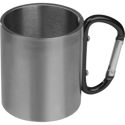 METAL MUG with Snap Hook in Black