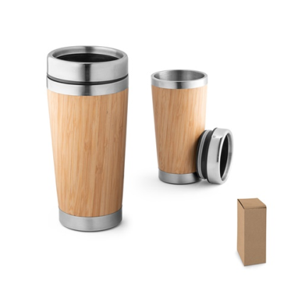 PIETRO BAMBOO AND STAINLESS STEEL METAL TRAVEL CUP 500 ML