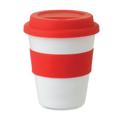 PP TUMBLER WITH SILICON LID in Red