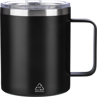 RECYCLED DOUBLE WALLED TRAVEL MUG (300 ML) in Black