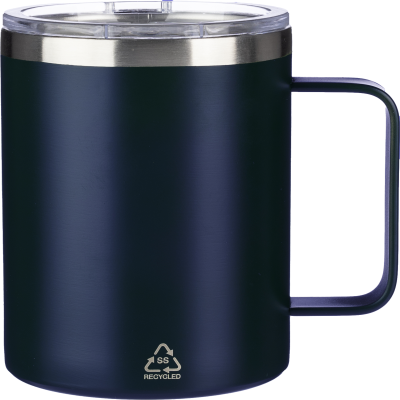 RECYCLED DOUBLE WALLED TRAVEL MUG (300 ML) in Blue