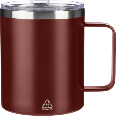 RECYCLED DOUBLE WALLED TRAVEL MUG (300 ML) in Burgundy