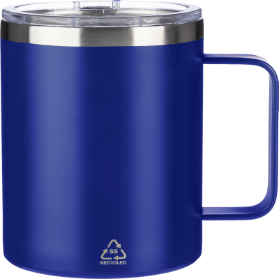 RECYCLED DOUBLE WALLED TRAVEL MUG (300 ML) in Cobalt Blue