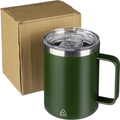 RECYCLED DOUBLE WALLED TRAVEL MUG (300 ML) in Green