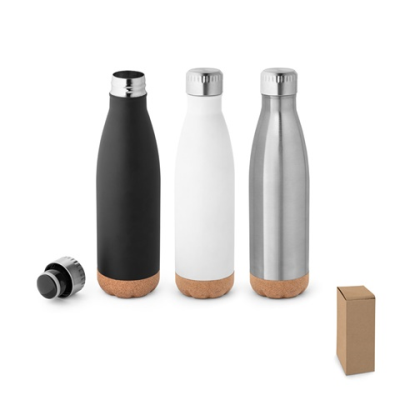 SOLBERG STAINLESS STEEL METAL THERMOS AND CORK BASE 560 ML