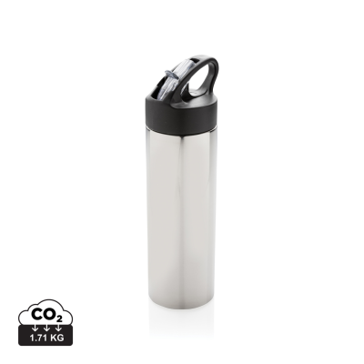 SPORTS BOTTLE with Straw in Silver