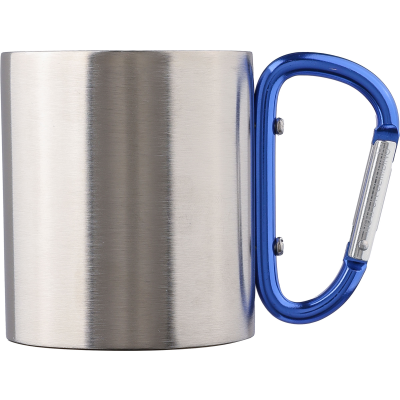 STAINLESS STEEL METAL DOUBLE WALLED TRAVEL MUG (185ML) in Cobalt Blue
