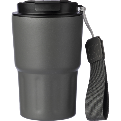 STAINLESS STEEL METAL DOUBLE WALLED TRAVEL MUG (320ML) in Grey