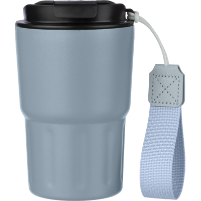 STAINLESS STEEL METAL DOUBLE WALLED TRAVEL MUG (320ML) in Light Blue