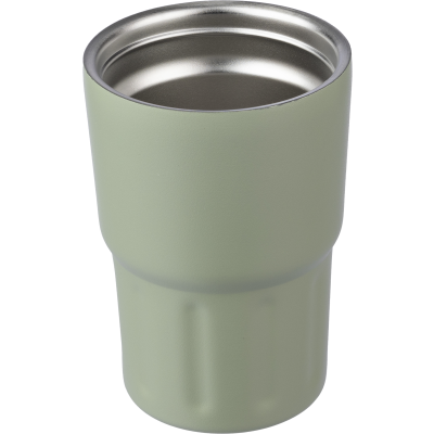 STAINLESS STEEL METAL DOUBLE WALLED TRAVEL MUG (320ML) in Pale Green