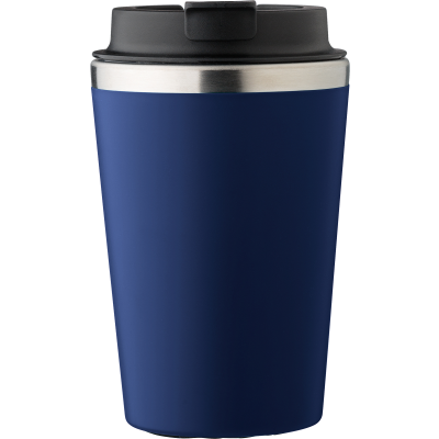 STAINLESS STEEL METAL DOUBLE WALLED TRAVEL MUG (350ML) in Blue - PROMOTIONAL CORPORATE GIFT