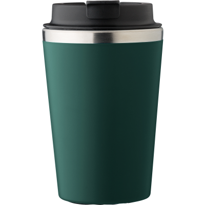 STAINLESS STEEL METAL DOUBLE WALLED TRAVEL MUG (350ML) in Green
