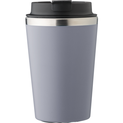 STAINLESS STEEL METAL DOUBLE WALLED TRAVEL MUG (350ML) in Grey