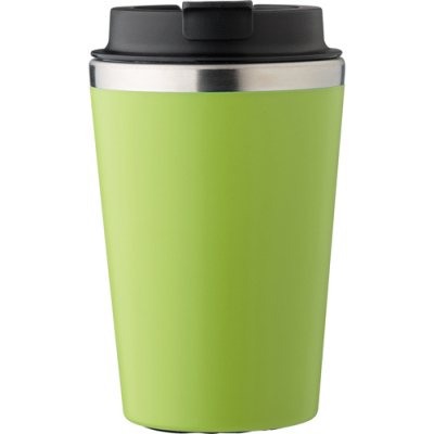 STAINLESS STEEL METAL DOUBLE WALLED TRAVEL MUG (350ML) in Lime