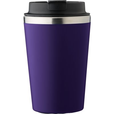 STAINLESS STEEL METAL DOUBLE WALLED TRAVEL MUG (350ML) in Purple