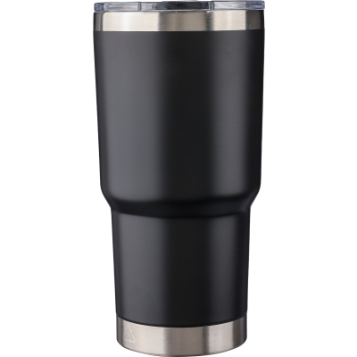 STAINLESS STEEL METAL DOUBLE WALLED TRAVEL MUG (590ML) in Black