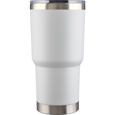 STAINLESS STEEL METAL DOUBLE WALLED TRAVEL MUG (590ML) in White