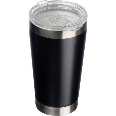 STAINLESS STEEL METAL MUG with Ceramic Pottery Coating Inside in Black 