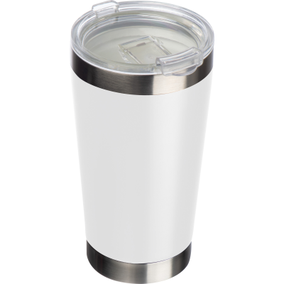 STAINLESS STEEL METAL MUG with Ceramic Pottery Coating Inside in White 