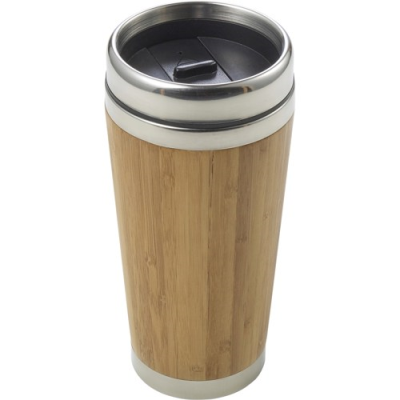 THE BRAXTED - BAMBOO DOUBLE WALLED TRAVEL MUG (400 ML) in Brown