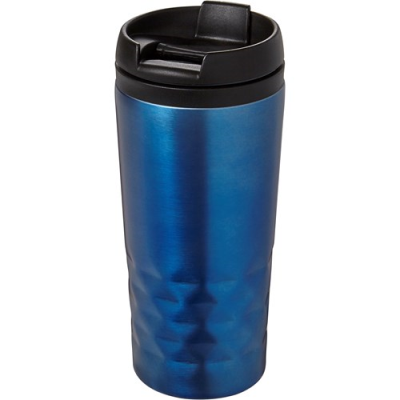THE TOWER - STAINLESS STEEL METAL DOUBLE WALLED TRAVEL MUG (300ML) in Blue