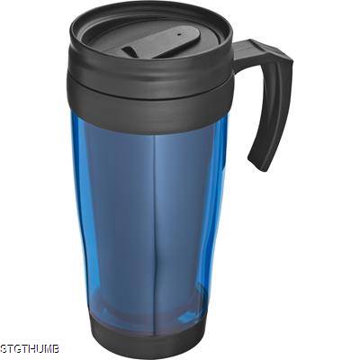 THERMAL INSULATED PLASTIC TRAVEL MUG in Blue