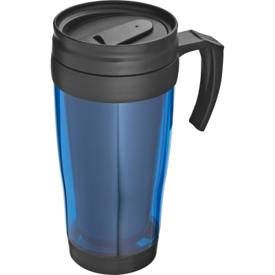 THERMAL INSULATED PLASTIC TRAVEL MUG in Blue