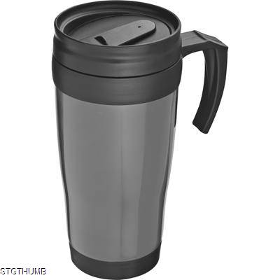 THERMAL INSULATED PLASTIC TRAVEL MUG in Grey