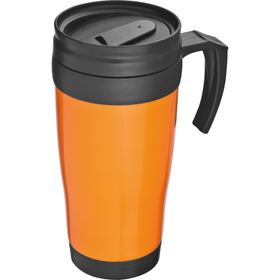 THERMAL INSULATED PLASTIC TRAVEL MUG in Orange
