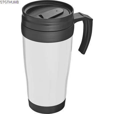 THERMAL INSULATED PLASTIC TRAVEL MUG in White