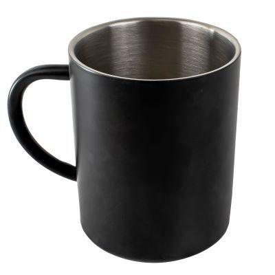 THERMAL INSULATED STAINLESS STEEL METAL MUG in Black