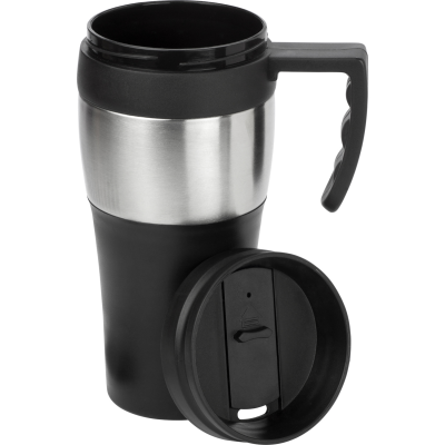 TRAVEL MUG (500ML) in Black & Silver