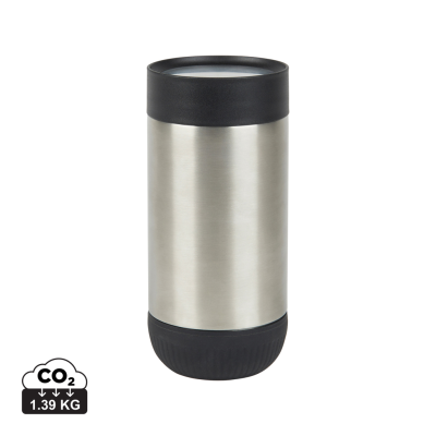 VINGA ERIE RCS RECYCLED SS PUSH MUG 350 ML in Silver, Black