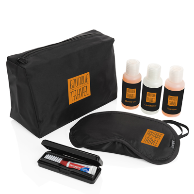 6PC BLACK TRAVEL SET in a Black Bag
