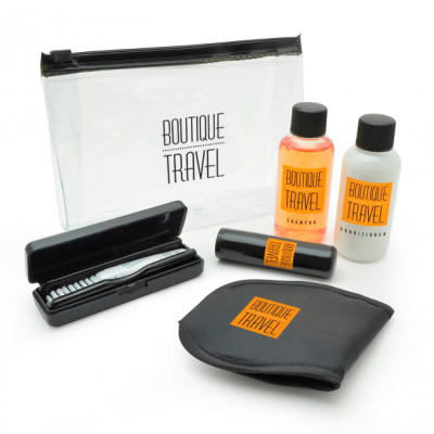 BLACK TRAVEL SET in a PVC Zippered Bag