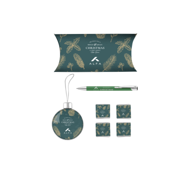 CHRISTMAS GIFT PACK with Mood Soft Feel Ball Pen Pen, 4 x Neapolitan Chocolate & Bauble