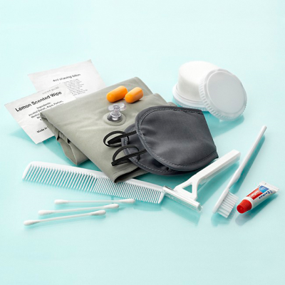 ESSENTIAL TRAVEL AMENITY KIT in a Zippered Bag