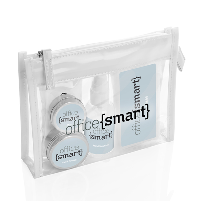 WORK FROM HOME SET in a Clear Transparent PVC White Trim Bag