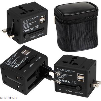 RUBBER TRAVEL ADAPTER in Black