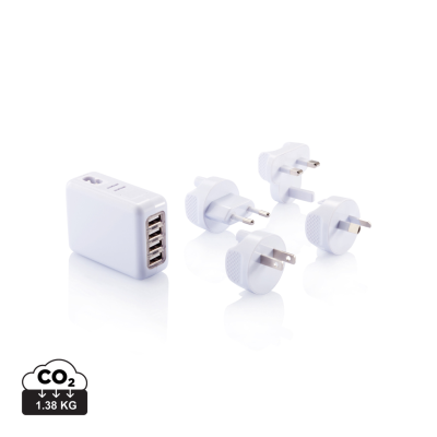 TRAVEL PLUG with 4 USB Ports in White