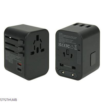 WORLDWIDE TRAVEL ADAPTER in Black