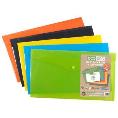 ECO-ECO DL 50% RECYCLED PRESS STUD WALLET (UK STOCK)