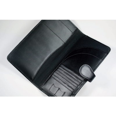 MALVERN GENUINE LEATHER TRAVEL WALLET in Black